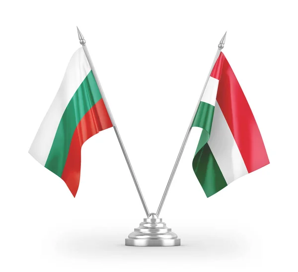 Hongarije Bulgarije Tafelvlaggen Geïsoleerd Witte Achtergrond Rendering — Stockfoto