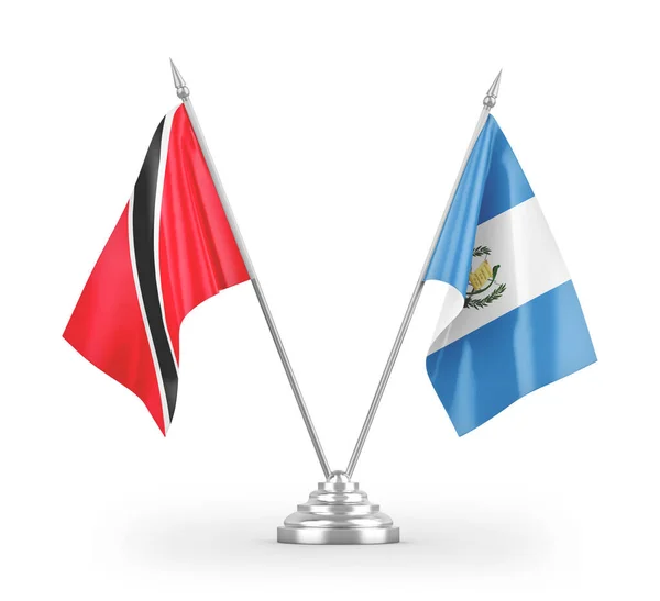 Bandiere Tavolo Guatemala Trinidad Tobago Isolate Sfondo Bianco Rendering — Foto Stock
