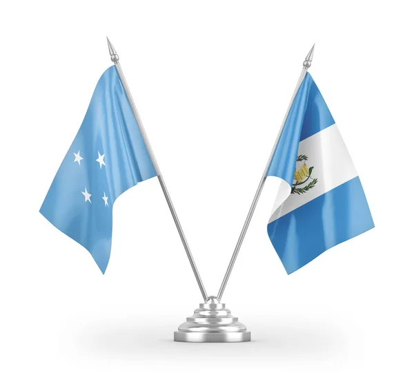 Banderas Mesa Guatemala Micronesia Aisladas Sobre Fondo Blanco — Foto de Stock