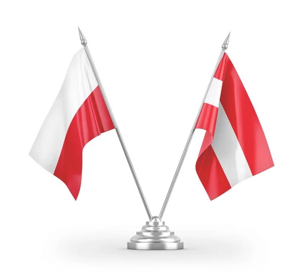 Austria Polska Table Flagi Izolowane Białym Tle Renderowania — Zdjęcie stockowe