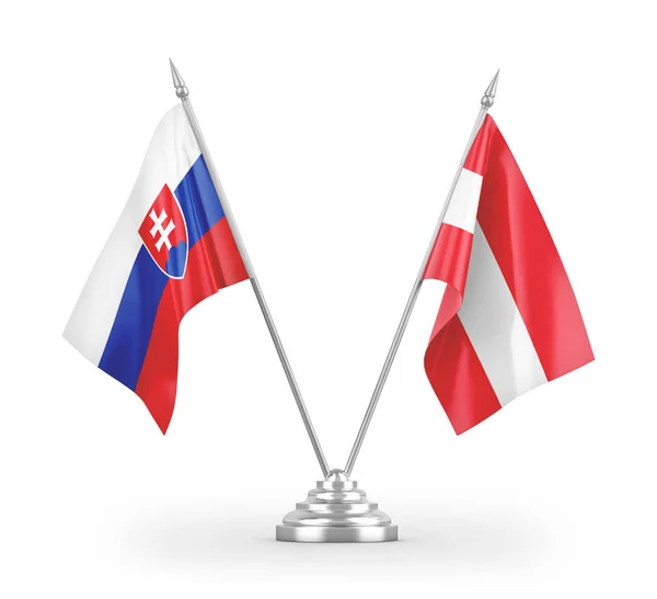 Autriche Slovaquie Drapeaux Table Isolés Sur Fond Blanc Rendu — Photo