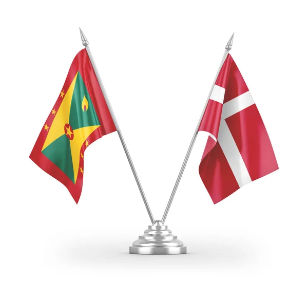 Dánsko Grenada Tabulky Vlajky Izolované Bílém Pozadí Vykreslování — Stock fotografie