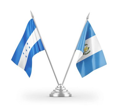 Guatemala ve Honduras masa bayrakları beyaz arkaplanda izole edilmiş 3d görüntüleme