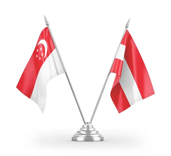 Austria Singapore Table Flags Isolated White Background Rendering — Stock Photo, Image