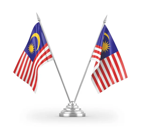 Malaysia Table Flags Isolated White Background Rendering — стокове фото