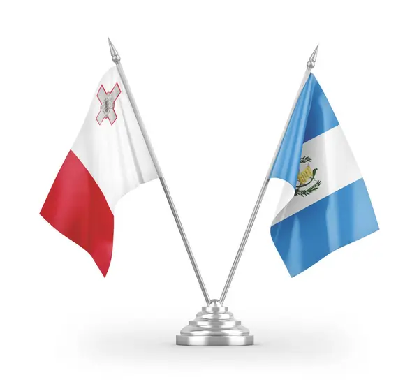 Guatemala Malta Tafelvlaggen Geïsoleerd Witte Achtergrond Rendering — Stockfoto