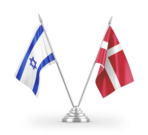 Dánsko Izrael Tabulky Vlajky Izolované Bílém Pozadí Vykreslování — Stock fotografie