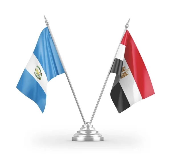 Banderas Mesa Egipto Guatemala Aisladas Sobre Fondo Blanco — Foto de Stock