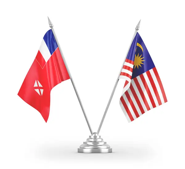 马来西亚 瓦利斯群岛和富图纳群岛的桌旗在白色背景下隔离 — 图库照片