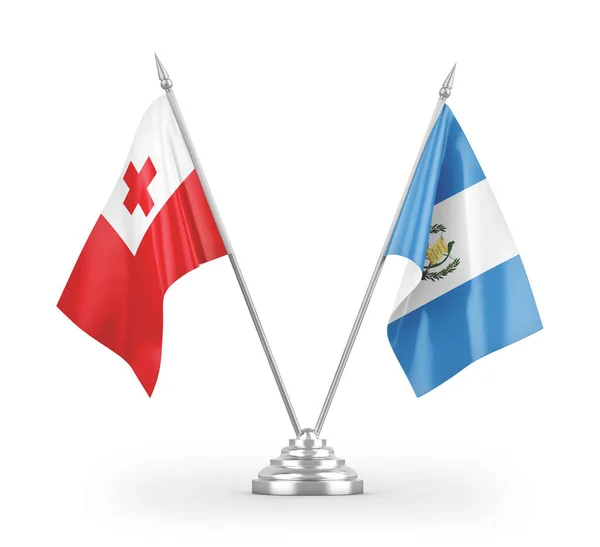 Guatemala Tonga Tafelvlaggen Geïsoleerd Witte Achtergrond Rendering — Stockfoto