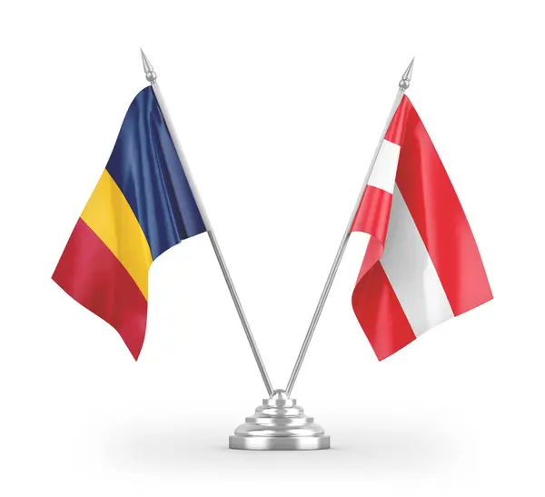 Austria Czad Tabeli Flagi Izolowane Białym Tle Renderowania — Zdjęcie stockowe