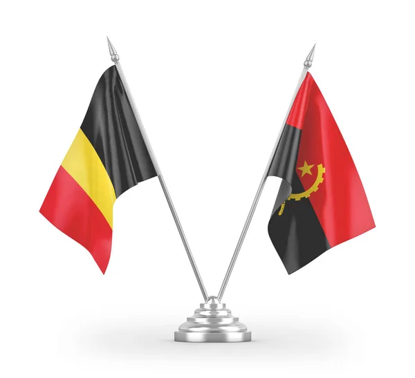 Angola Belgia Tabeli Flagi Izolowane Białym Tle Renderowania — Zdjęcie stockowe