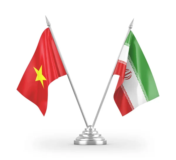Iran Vietnam Table Flags Isolated White Background Rendering — Stock Photo, Image