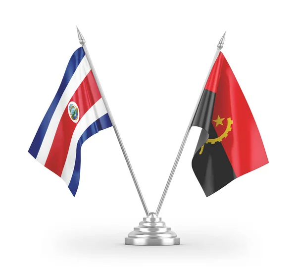 Angola Costa Rica Table Flags Isolated White Background Rendering — Stock Photo, Image