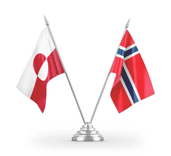 挪威和格陵兰岛在白色背景上隔离的桌旗3D渲染 — 图库照片