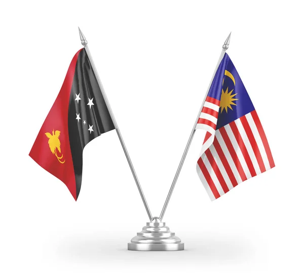 Malaysia Och Papua Nya Guinea Tabell Flaggor Isolerade Vit Bakgrund — Stockfoto