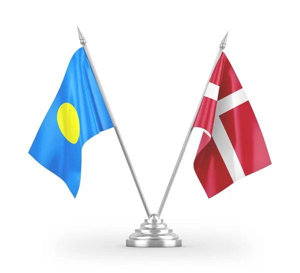Dánsko Palau Tabulky Vlajky Izolované Bílém Pozadí Vykreslování — Stock fotografie