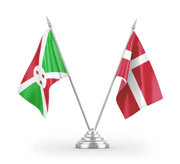 Dánsko Burundi Tabulky Vlajky Izolované Bílém Pozadí Vykreslování — Stock fotografie