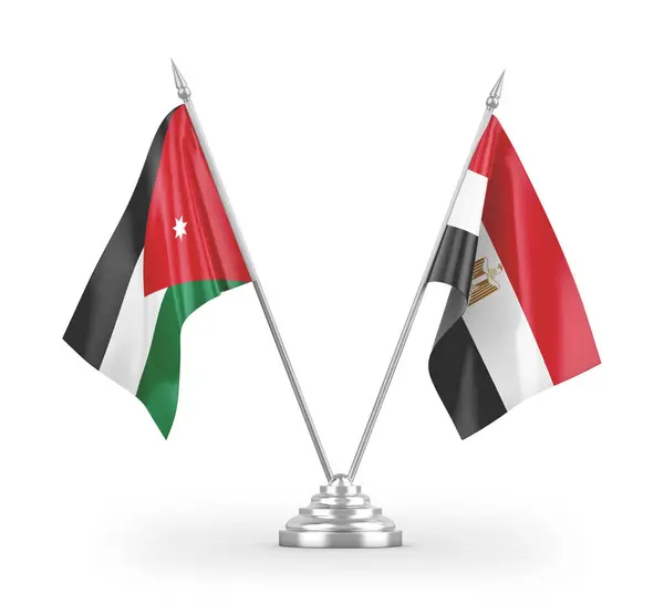 Flagi Egipt Jordan Tabeli Izolowane Białym Tle Renderowania — Zdjęcie stockowe