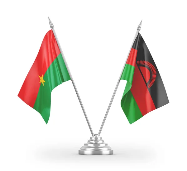 Banderas Mesa Malawi Burkina Faso Aisladas Sobre Fondo Blanco — Foto de Stock