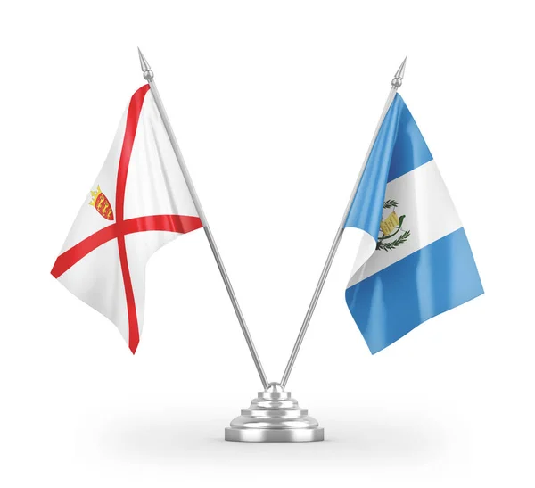 Bandeiras Mesa Guatemala Jersey Isoladas Fundo Branco Renderização — Fotografia de Stock