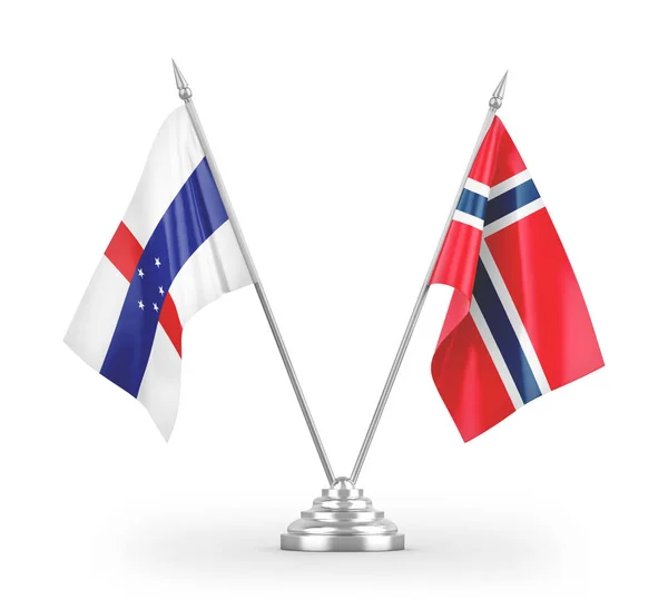 Banderas Mesa Las Antillas Noruega Países Bajos Aisladas Sobre Fondo —  Fotos de Stock