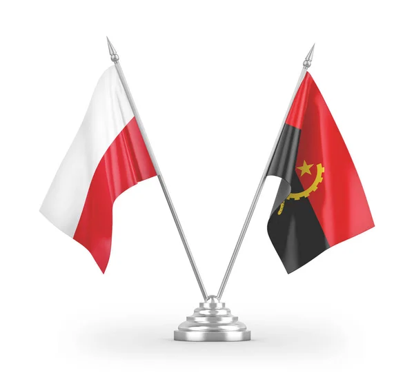 Angola Polska Table Flagi Izolowane Białym Tle Renderowania — Zdjęcie stockowe
