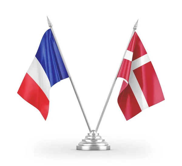 Флаги Дании Франции Выделены Белом Фоне Рендеринга — стоковое фото
