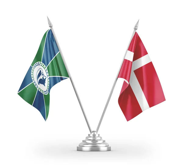 Dánsko Martinik Tabulky Vlajky Izolované Bílém Pozadí Vykreslování — Stock fotografie