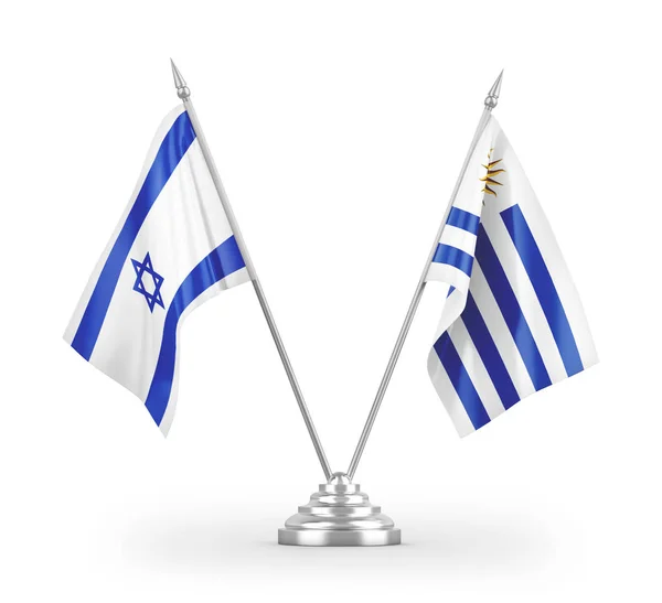 Uruguay Israel Table Flags Isolated White Background Rendering — Stock Photo, Image