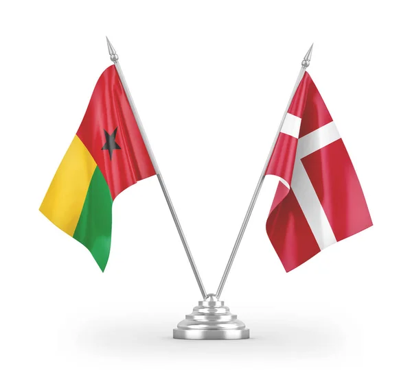 Dánsko Guinea Bissau Tabulky Vlajky Izolované Bílém Pozadí Vykreslování — Stock fotografie