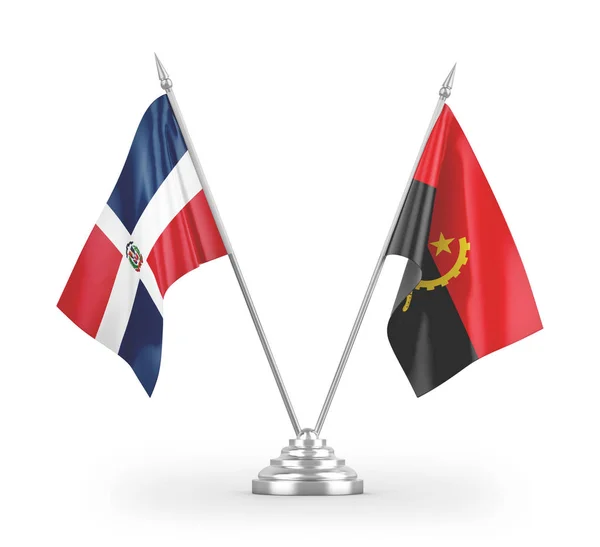 Флаги Таблиц Анголы Доминиканской Республики Белом Фоне — стоковое фото