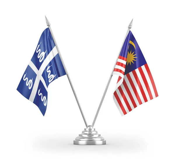 Malaysia Och Martinique Orm Tabell Flaggor Isolerade Vit Bakgrund Rendering — Stockfoto