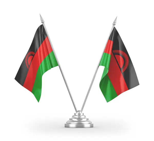 Banderas Mesa Malawi Aisladas Sobre Fondo Blanco — Foto de Stock