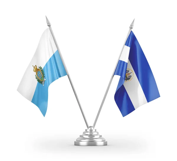 Salvador San Marino Table Flags Isolated White Background Rendering — Stock Photo, Image