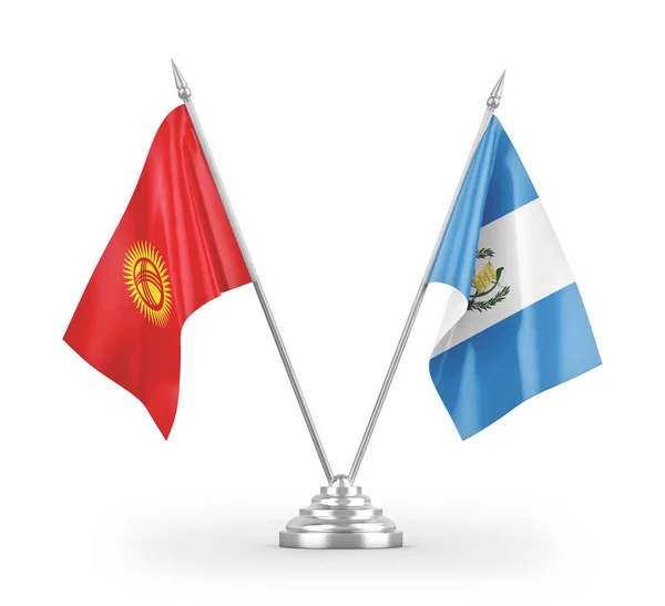 Guatemala Kyrgyzstan Table Flags Isolated White Background Rendering — Stock Photo, Image