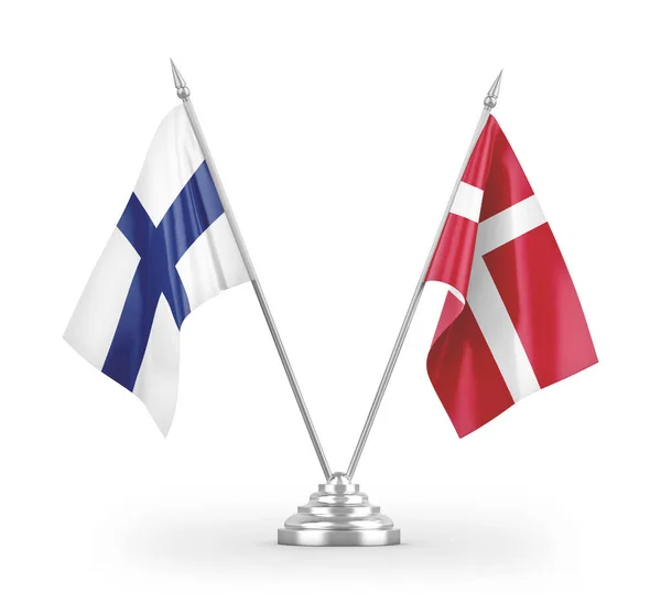 Danimarka Finlandiya Bayrakları Beyaz Arkaplanda Izole Edilmiş Görüntüleme — Stok fotoğraf