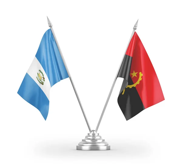 Angola Guatemala Table Flags Isolated White Background Rendering — Stock Photo, Image