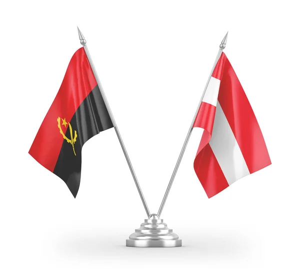 Austria Angola Table Flagi Izolowane Białym Tle Renderowania — Zdjęcie stockowe