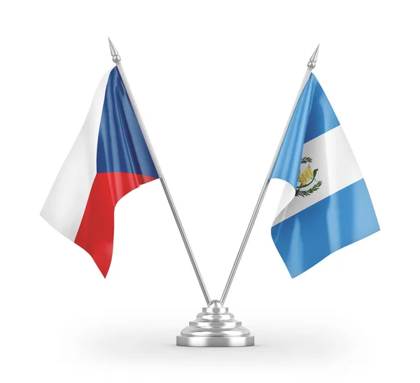 Guatemala Tsjechië Tafelvlaggen Geïsoleerd Witte Achtergrond Rendering — Stockfoto