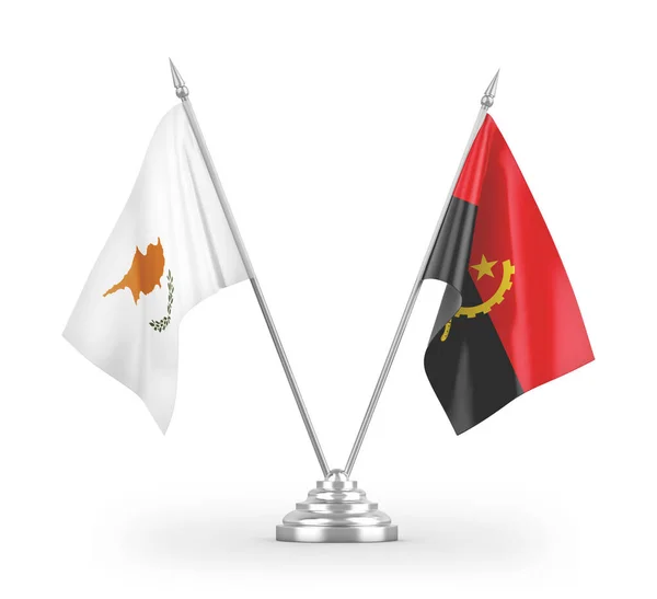 Banderas Mesa Angola Chipre Aisladas Sobre Fondo Blanco — Foto de Stock