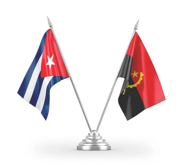Ангола Куба Настільні Прапори Ізольовані Білому Фоні Рендеринга — стокове фото