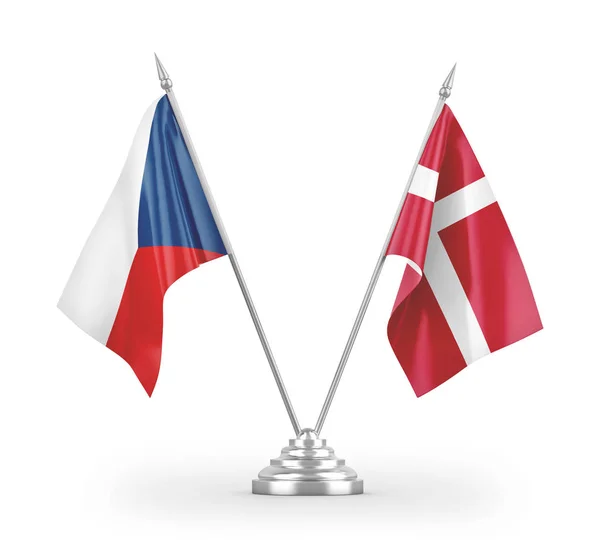 Denmark Czech Republic Table Flags Isolated White Background Rendering — стокове фото