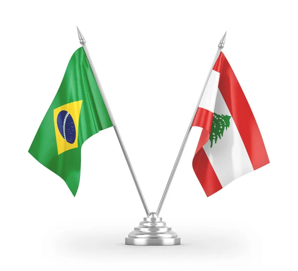 Lebanon Brazil Table Flags Isolated White Background Rendering — Stock Photo, Image