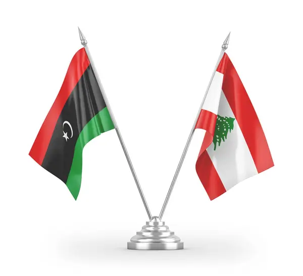 Lebanon Libya Table Flags Isolated White Background Rendering — Stock Photo, Image