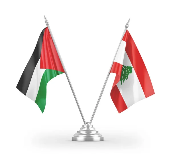 Lebanon Palestine Table Flags Isolated White Background Rendering — Stock Photo, Image