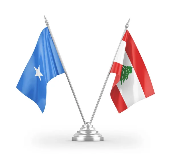 Libanon Somalië Tafelvlaggen Geïsoleerd Witte Achtergrond Rendering — Stockfoto