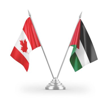 Ürdün ve Kanada bayrakları beyaz arkaplanda izole edilmiş 3D görüntüleme