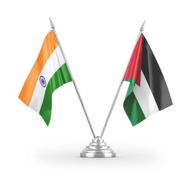 Ürdün ve Hindistan bayrakları beyaz arkaplanda izole edilmiş 3D görüntüleme