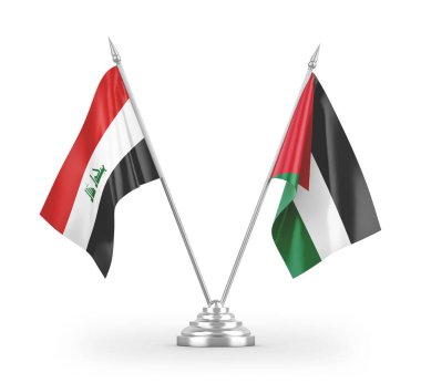 Ürdün ve Irak bayrakları beyaz arkaplanda izole edilmiş 3D görüntüleme